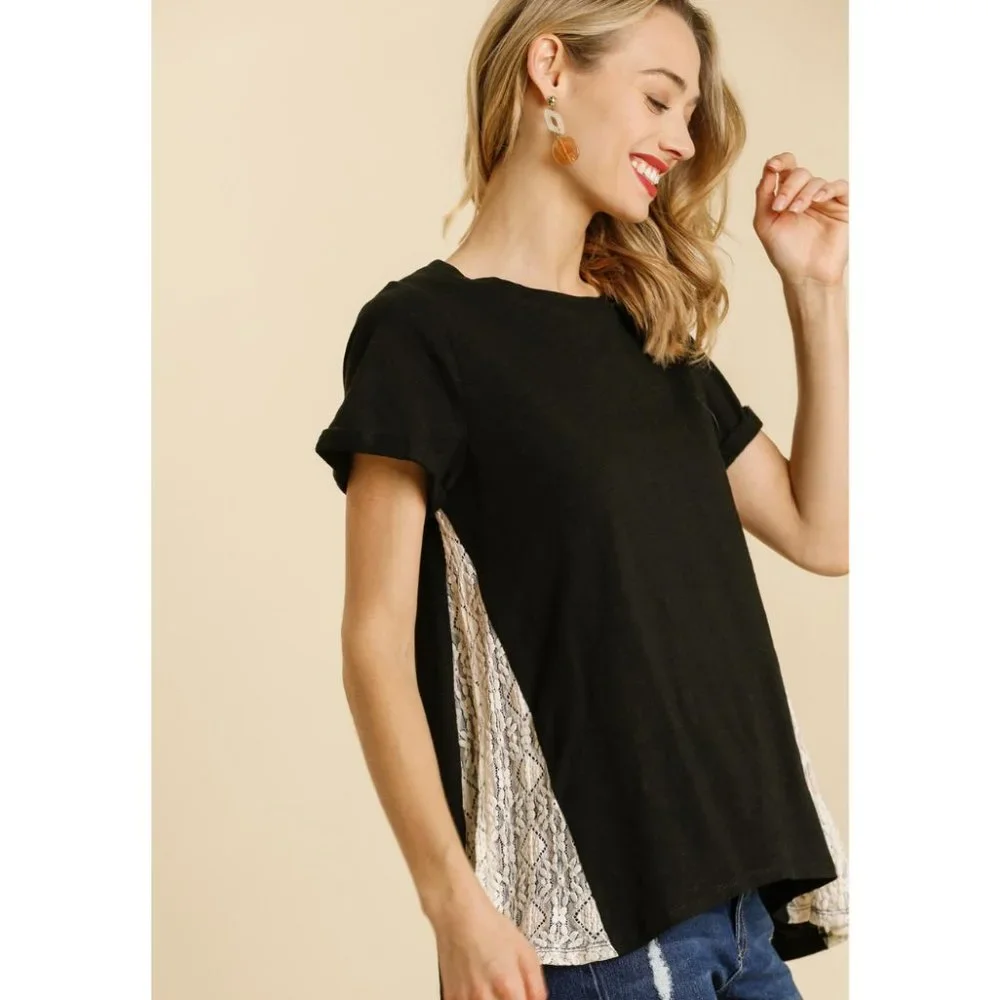 Black Lace Detail Top {Umgee} - Picture 3 of 4